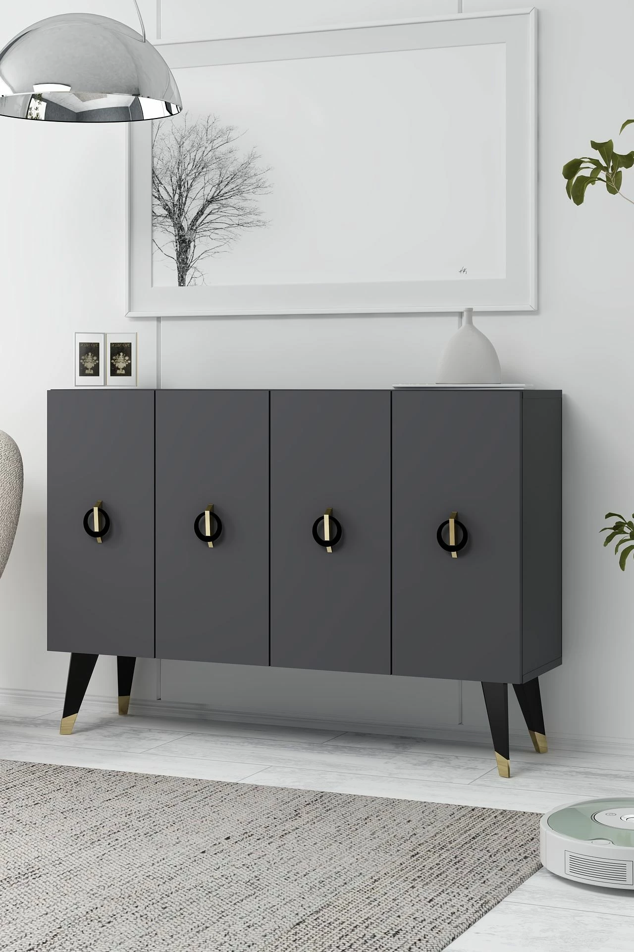 Konsol Skye Decor, anthracite, e zezë, ari, 8183KM-32