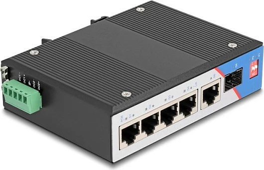 Switch DeLOCK 80164, 5x Gigabit RJ45, PoE, montim DIN rail