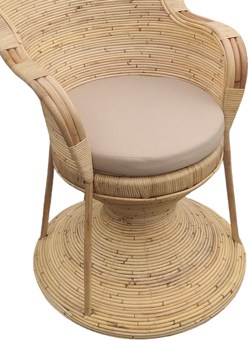 Karrige Rea Inart me jastëk bezhë, ratan natyral, 85x85x141cm