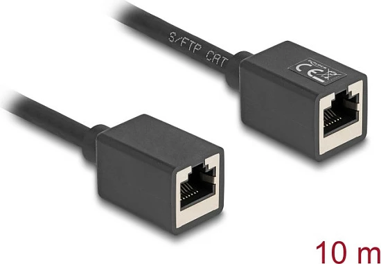 Kablë rrjeti DeLOCK RJ45 femër-femër Cat6A S/FTP 10 m, e zezë