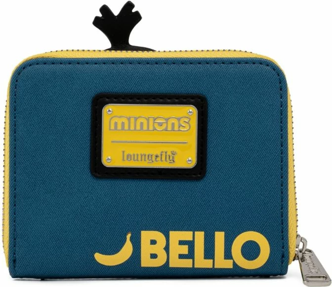 Portofol Loungefly Minion Triple Minion Bello, zip-around, lëkurë artificiale, blu/verdhe