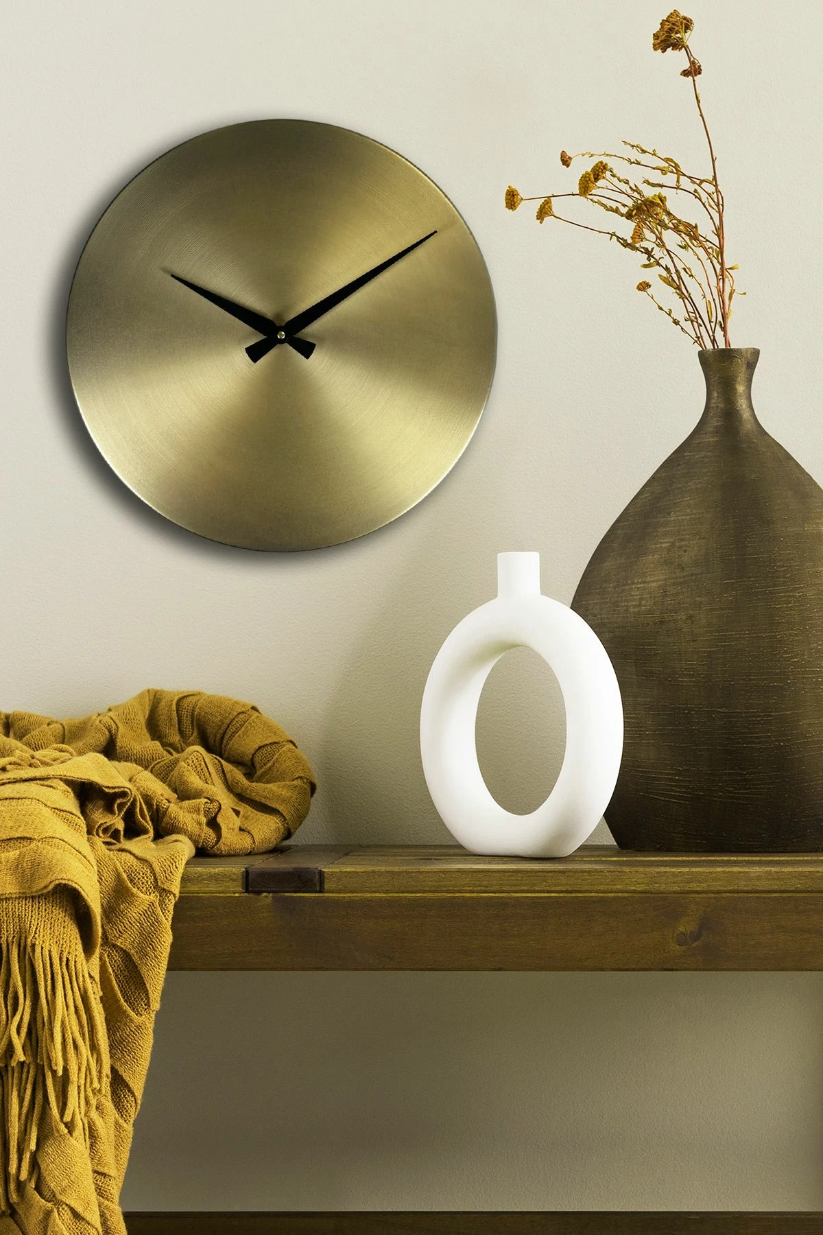 Orë muri dekorative metalike Wallity, ari, e zezë, 35cm