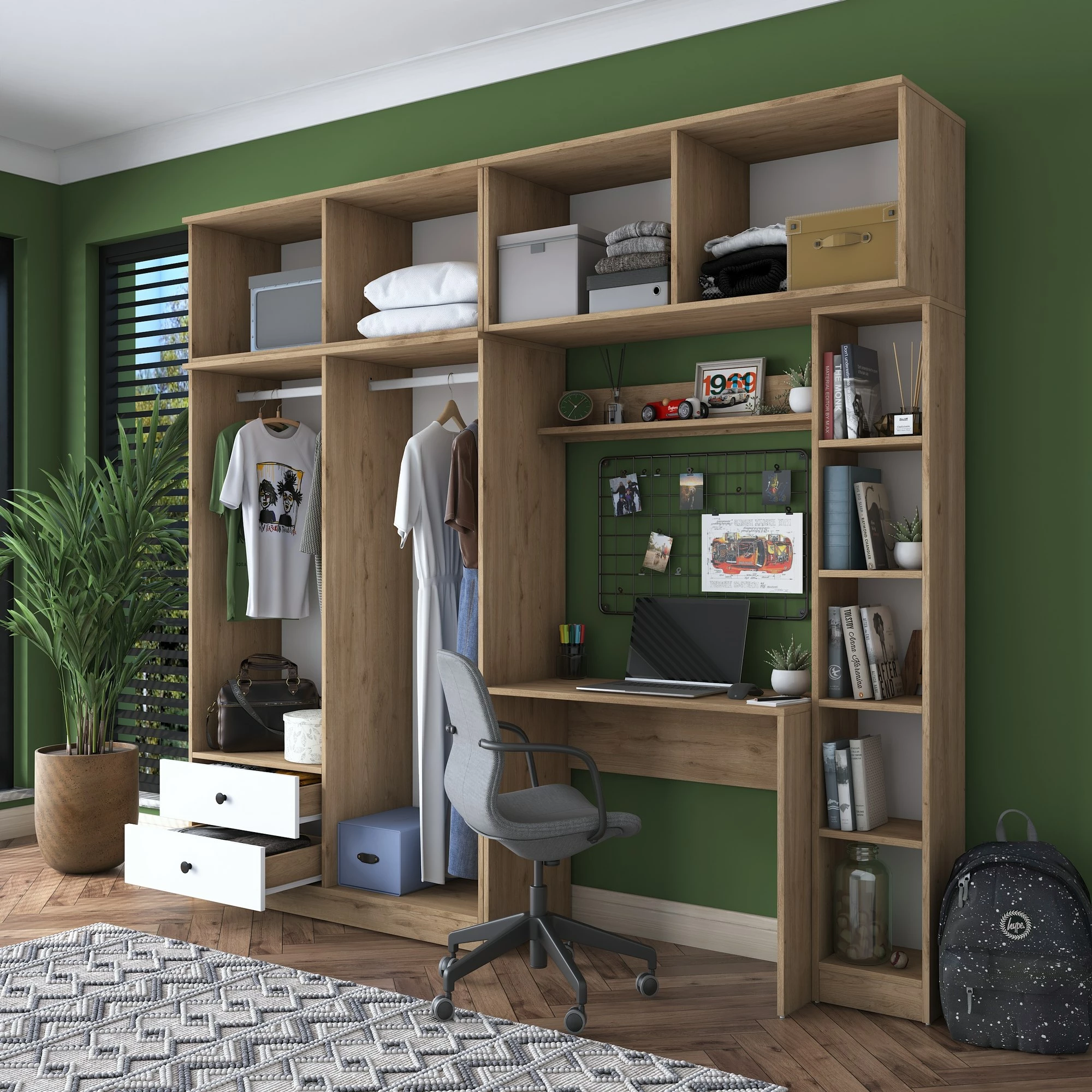 Set dhome për studim, ngjyrë arrë dhe e bardhë, BA122 - 2697