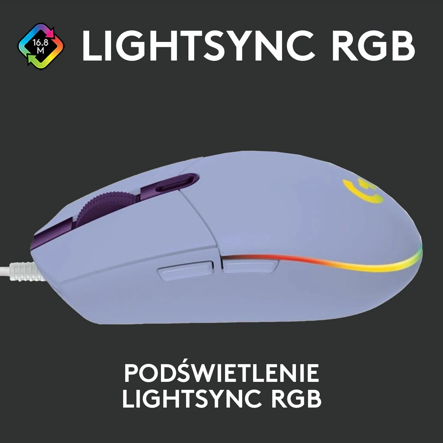 Maus gaming Logitech G102 Lightsync (910-005854) me kabllo USB, 8000 DPI, RGB, 6 butona, Lilac