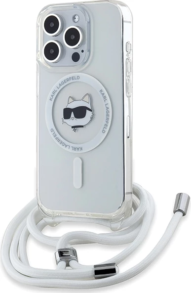 Mbështjellës Karl Lagerfeld IML Choupette Head & Cord MagSafe për iPhone 15 Pro, Transparent