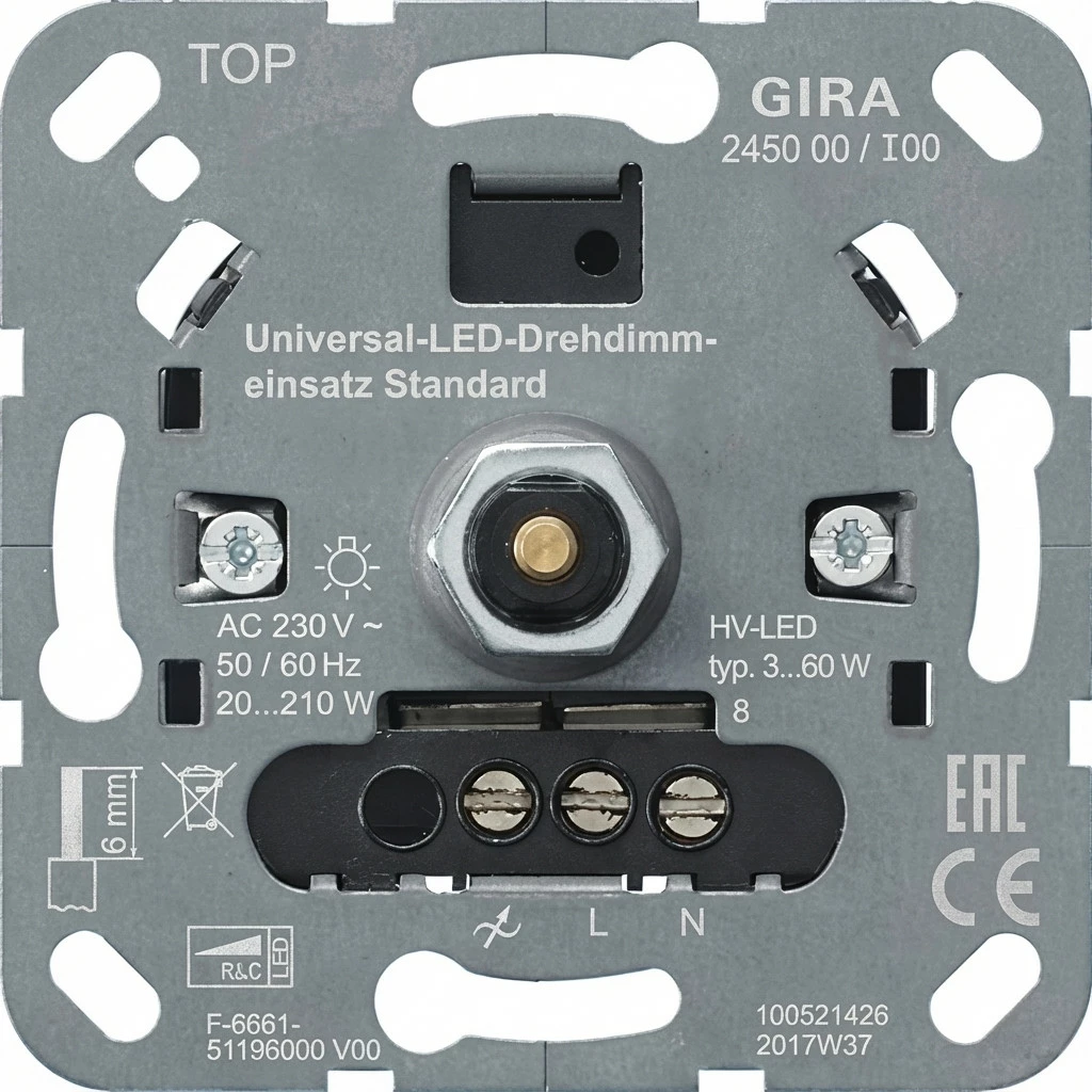 Dimer rrotullues LED GIRA 245000 Uni-LED, 230V, 3–60W
