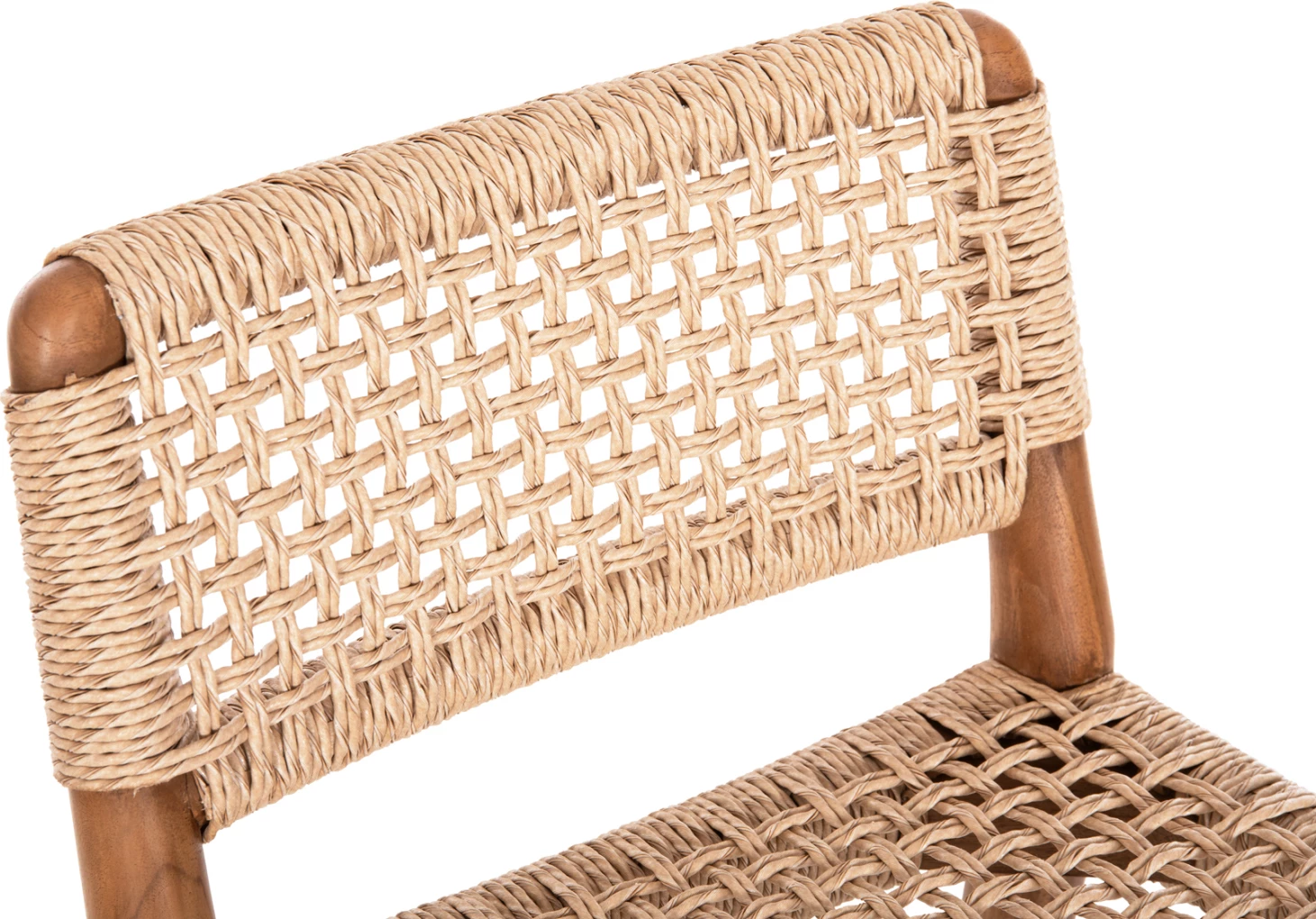 Karrige për bar ROSCO FH6134 dru tik ngjyrë natyrale-VIRO litar ngjyrë bezhë 47x52x100H cm