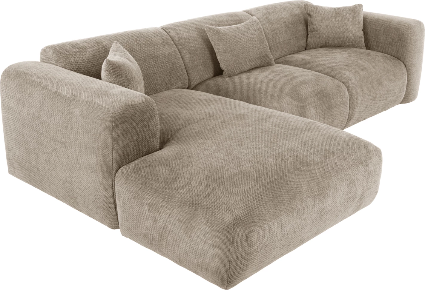Divan qoshe BRICKEN FH3275.01L, pëlhurë bezhë, 110-282x98-160x72H cm