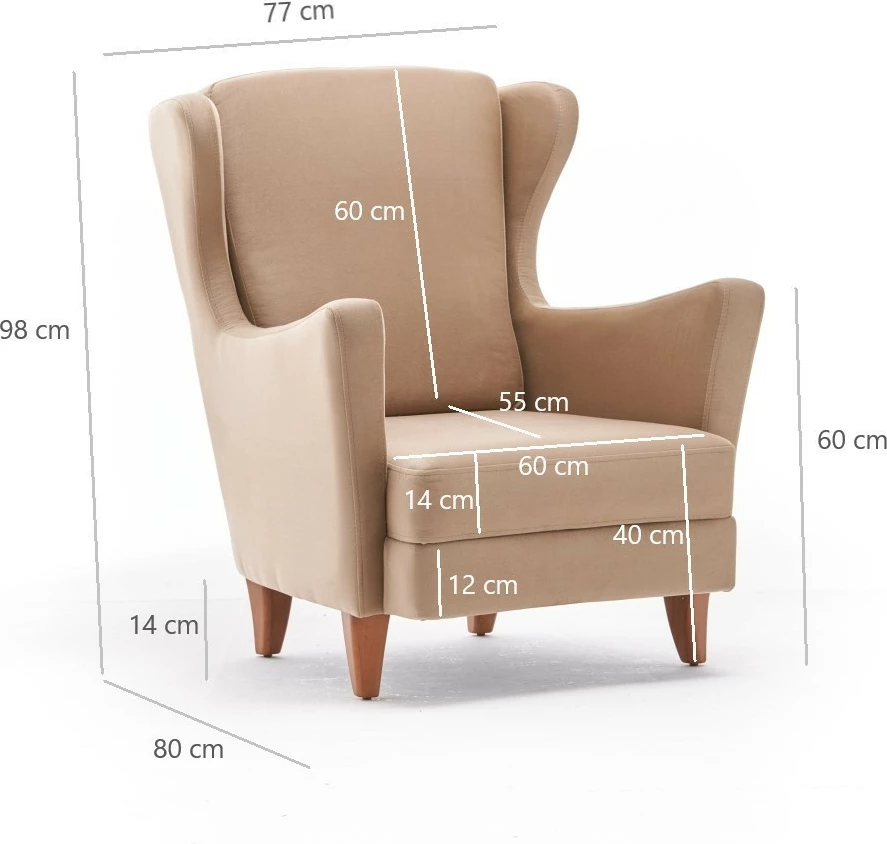 Karrige berjer Lola, krem, Atelier del Sofa