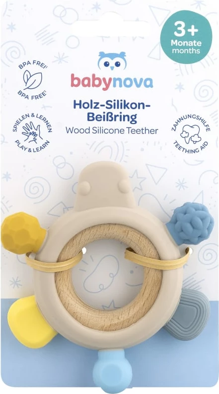 Gomë për dhëmbë me silikon dhe dru Babynova