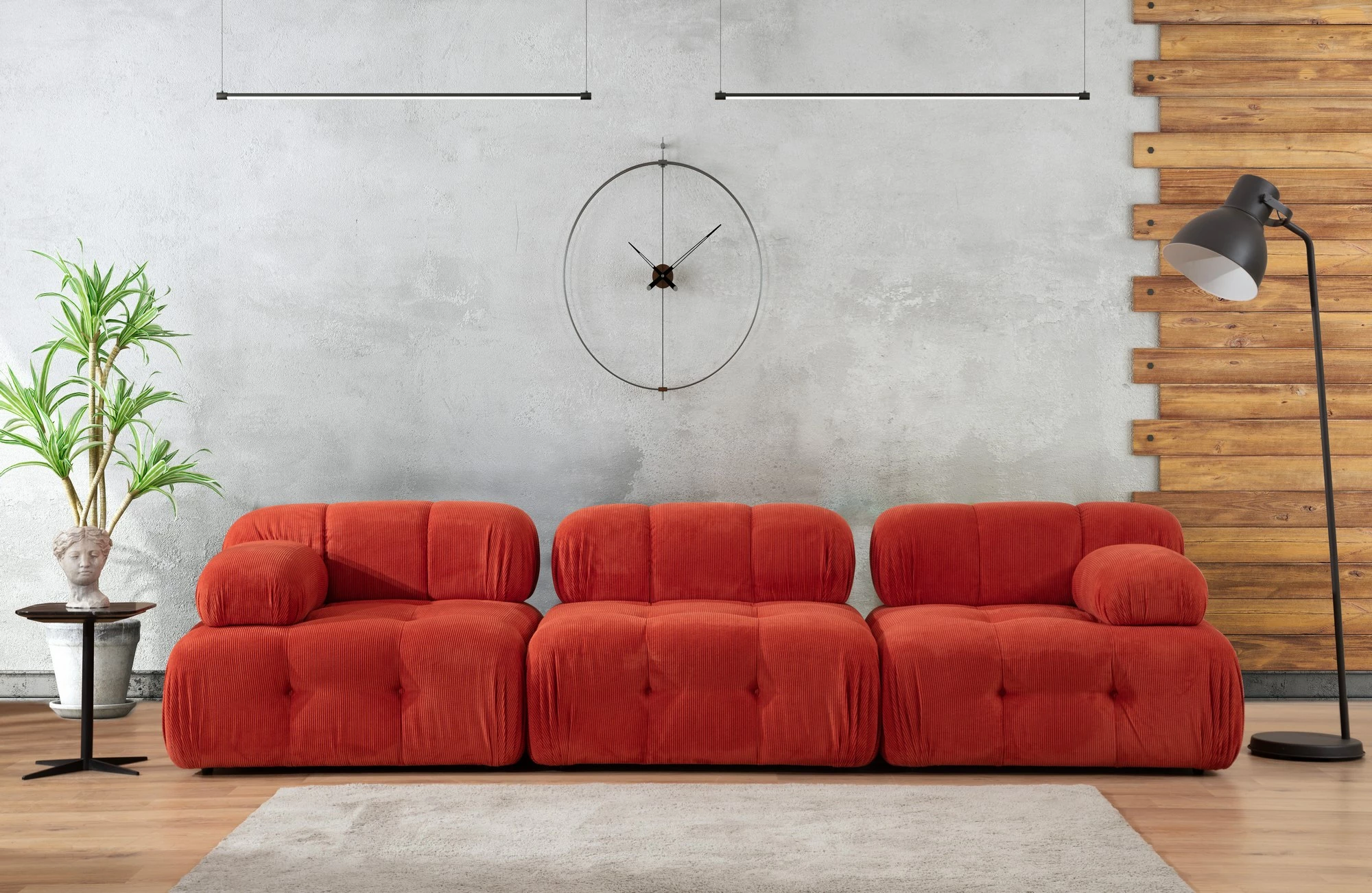 Divan treshe, ngjyrë e kuqe, Atelier del Sofa Doblo (L1-O1-1R)