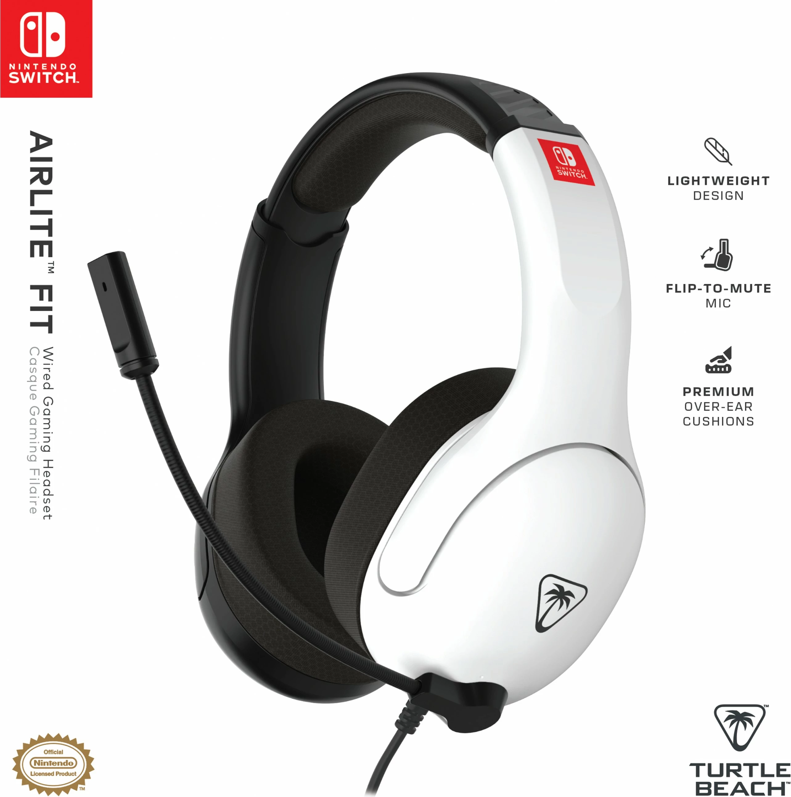 Kufje Turtle Beach Airlite Fit, gaming, me mikrofon, bardhë/zezë