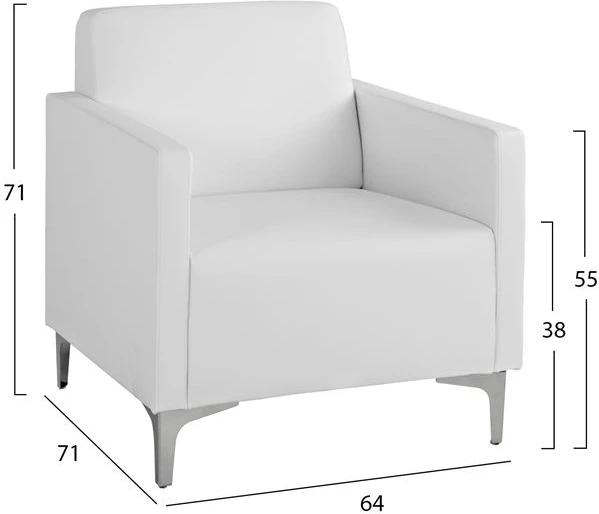 Fotel Nellie FH3159.12, ngjyrë e bardhë PU, 64x71x71cm