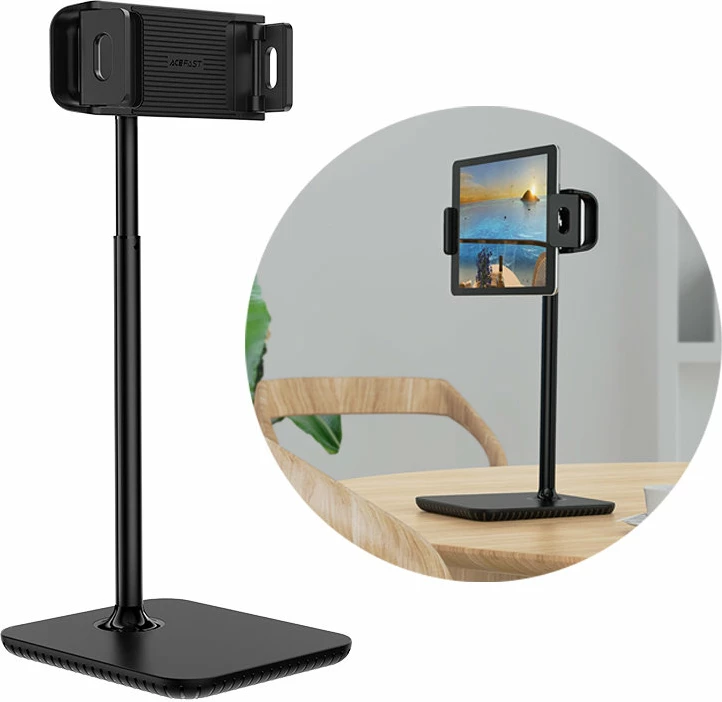 Mbajtës teleskopik Acefast E4 për tavolinë, për celularë dhe tabletë, 135-230mm, 360°, zi