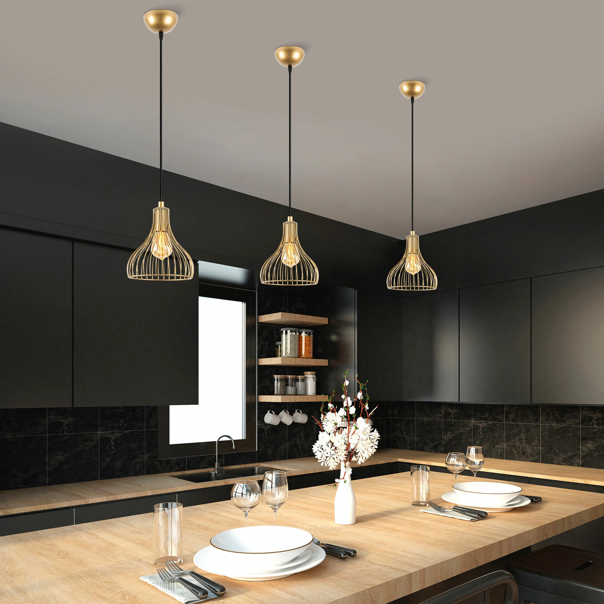 Llambë tavani Opviq, Telyildo - 12165, ngjyrë ari me shkëlqim