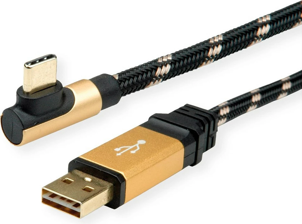Kabllo USB ROLINE 11.02.9062, USB-A në USB-C, 3 m, USB 2.0, e zezë/ari