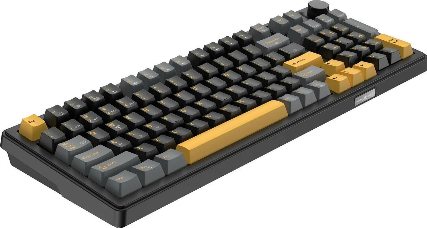 Tastierë gaming White Shark Excalibur, mekanike 98%, RGB, Hot-Swap KTT Wine Red, wireless/USB-C, black-grey
