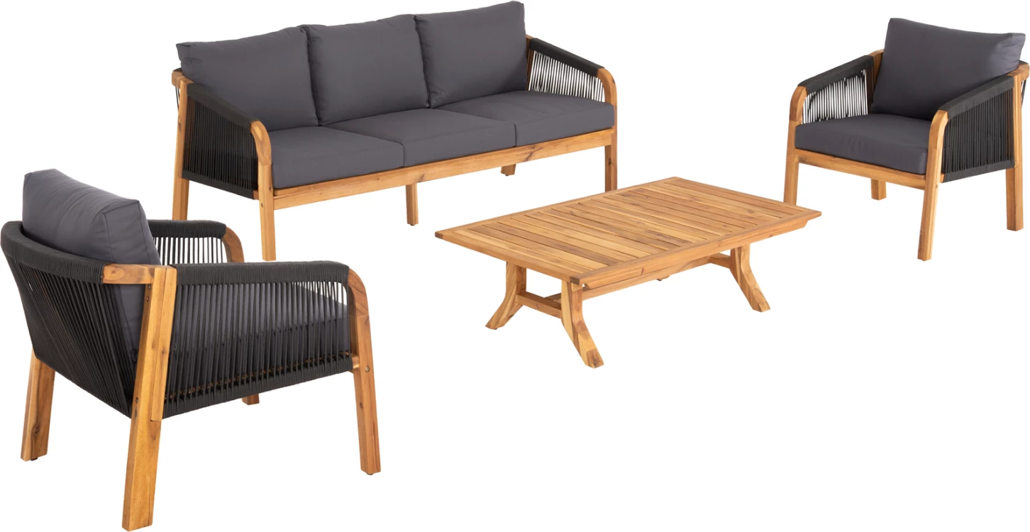 Set ulëse për kopsht ROSSWELL FH6084.01, 4 pjesë, dru akacie/antracit