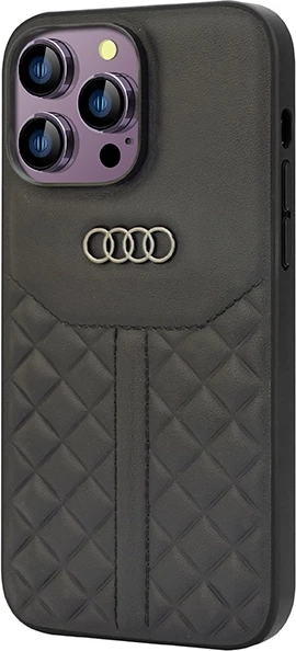 Mbështjellës Audi Genuine Leather për iPhone 14 Pro Max 6.7", i zi