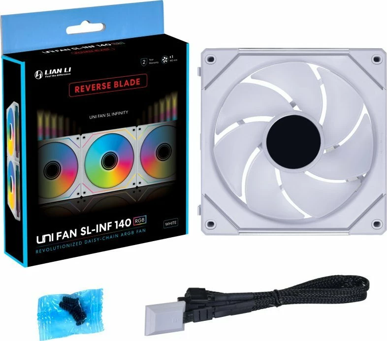 Ventilator PC Lian Li UNI FAN SL-INF 140 Reverse Blade UF-RSLIN140-1W, ARGB, 140mm, PWM, i bardhë, 1 copë