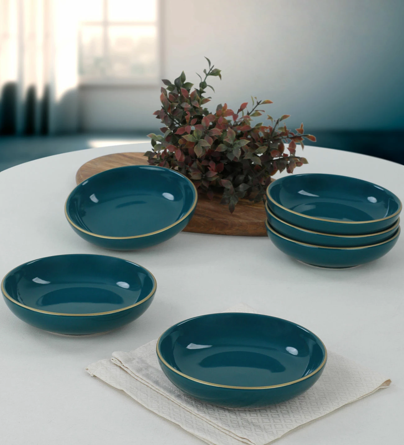 Set tasash salceje qeramike (6 cope), Hermia Concept, ngjyre blu petrol, ST489006F418A841600MAYD100