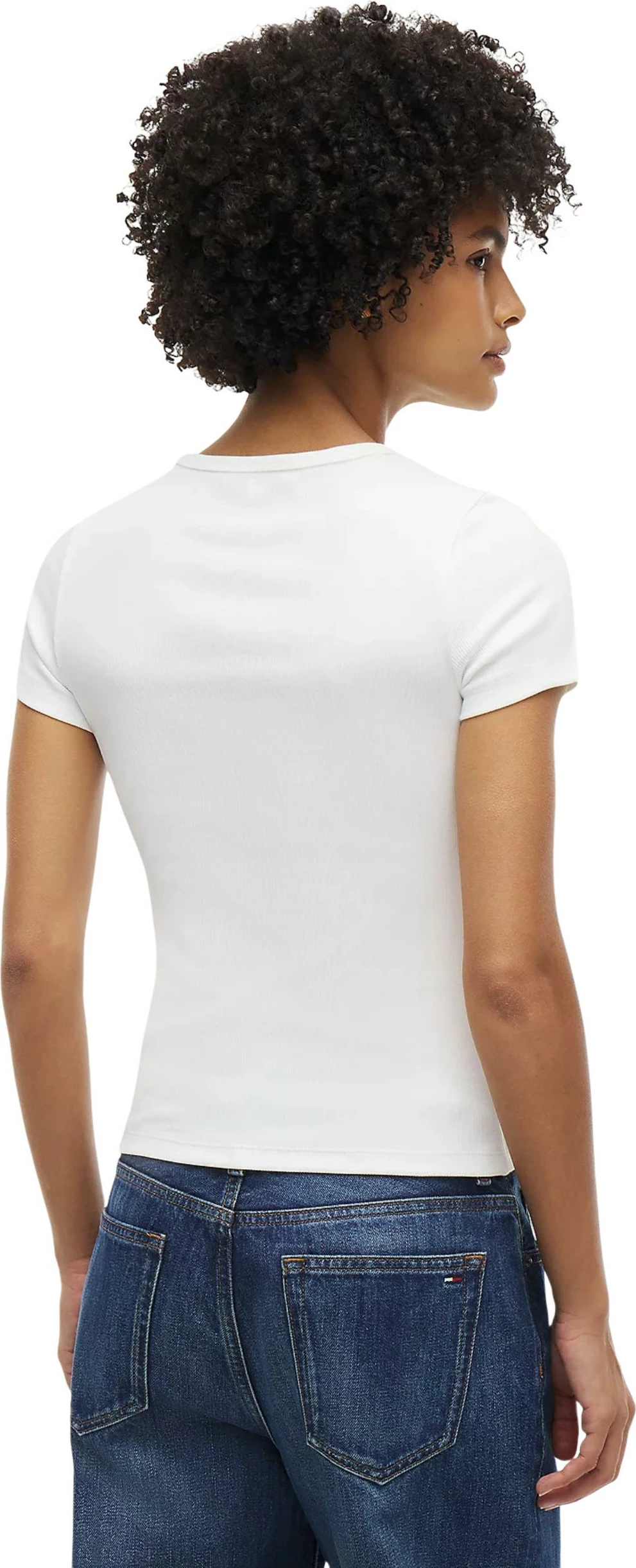 Maicë për femra Tommy Hilfiger Jeans TJW BADGE RIB DW0DW17881, krem [Madhësia: L]