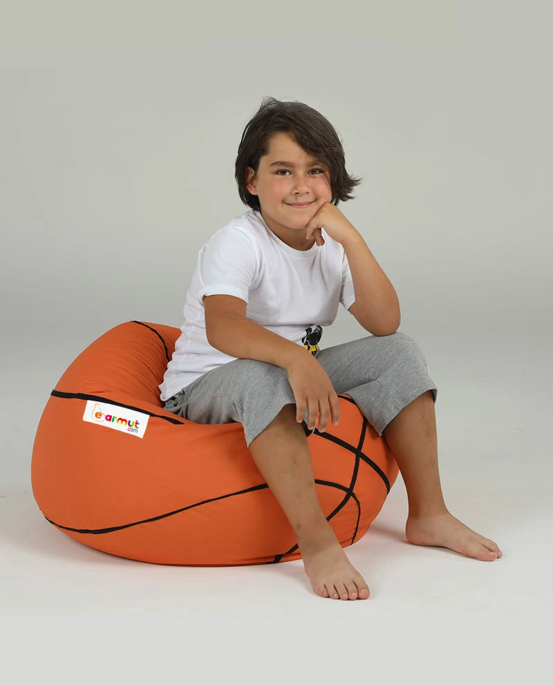 Puf kopshti për fëmijë, formë basketbolli, ngjyrë e kuqe qeramike, Atelier del Sofa