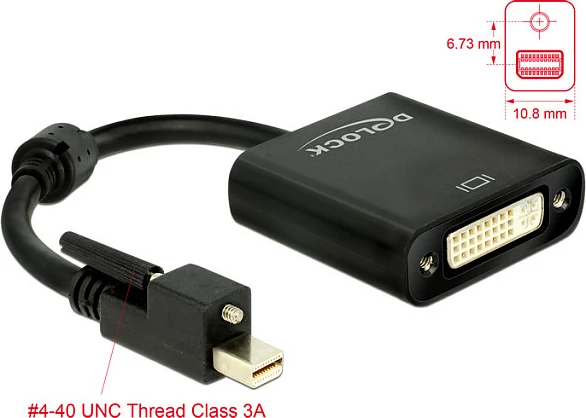 Adapter kabllo DeLOCK 62639 Mini DisplayPort në DVI-I, 0.25 m, 4K, i zi