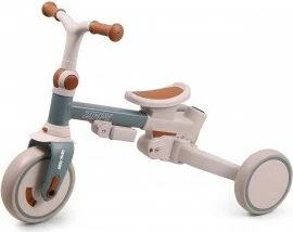 Tricikël fëmijësh Milly Mally Zippy, 12+ muaj, 25 kg max, ulëse rrotulluese 180°, rrota shkumë, kornizë çeliku, me tendë dhe shtytës prindi, Blu