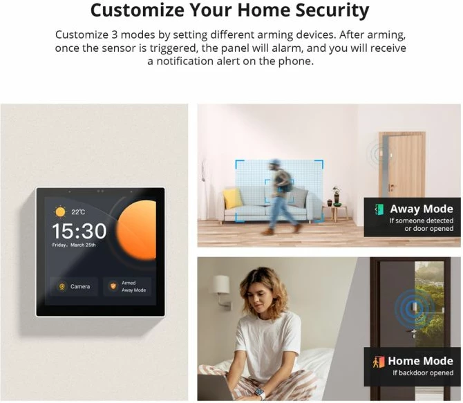 Panel kontrolli smart SONOFF NSPanel86 Pro (NSPanel86PW), ekran 3.95\" me prekje, Zigbee 3.0, Wi‑Fi 2.4GHz, e bardhë