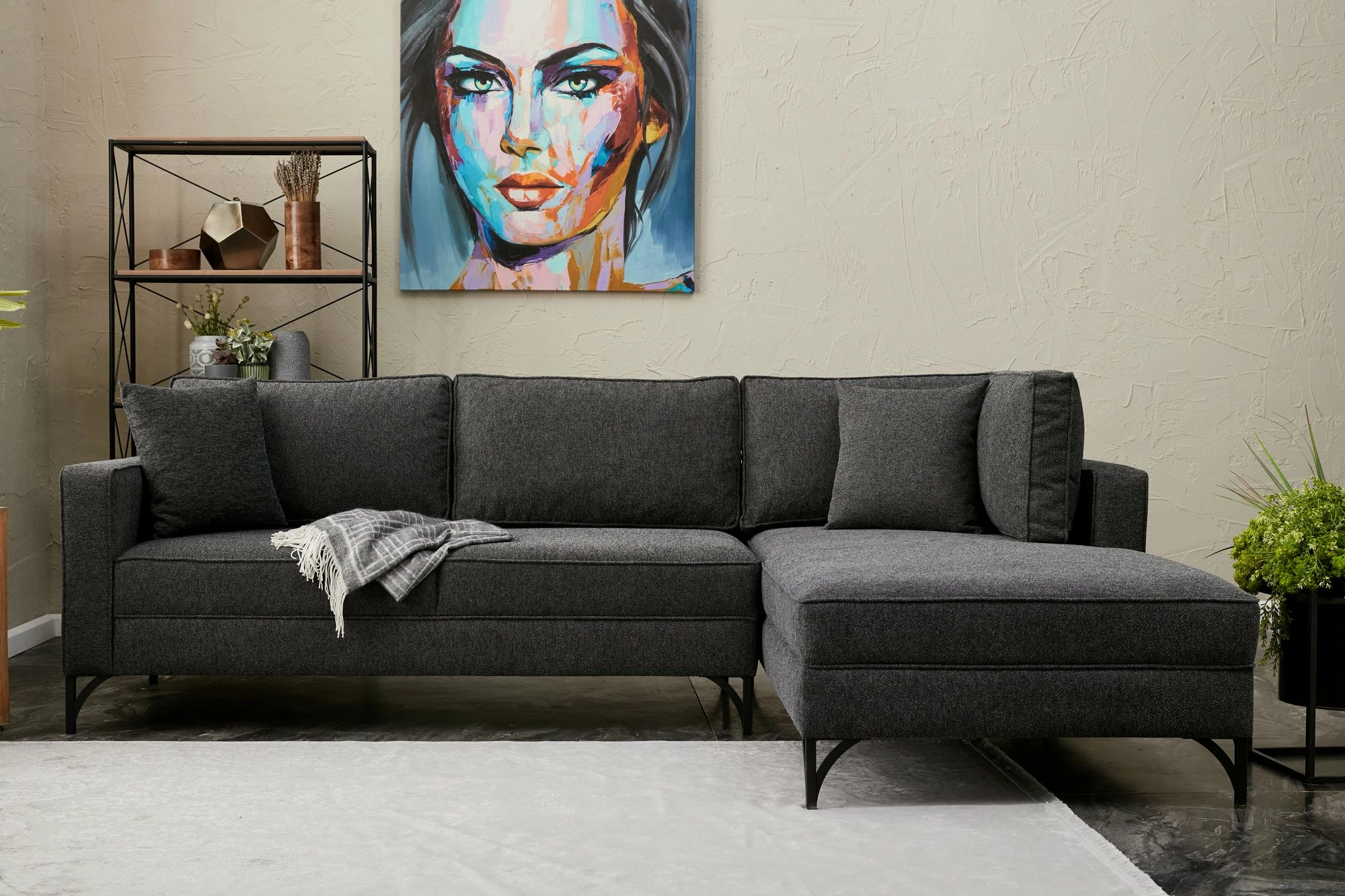 Këndare Atelier del Sofa, Berlin, e djathtë, antracit, e zezë