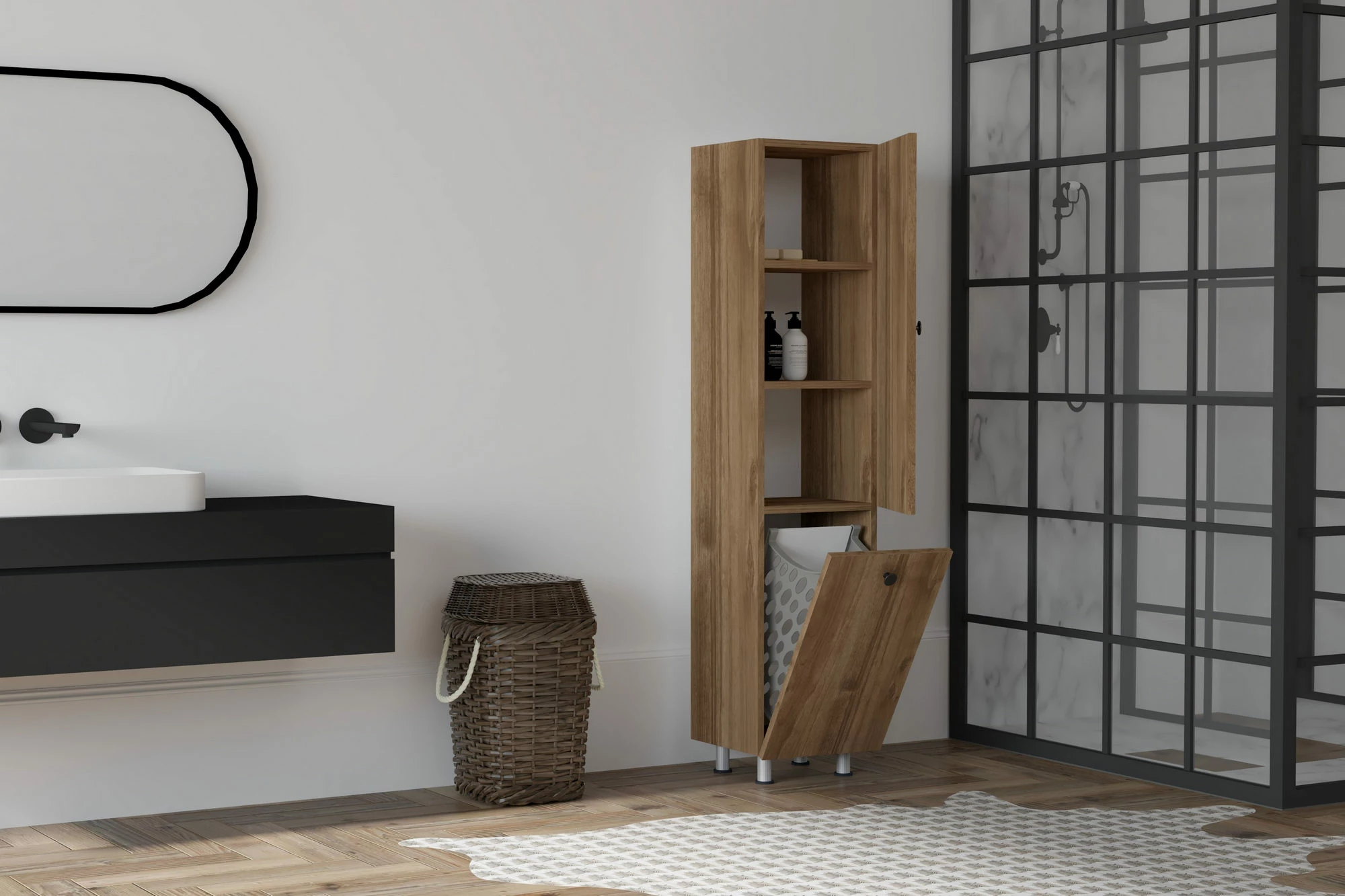 Dollap banjoje Hanah Home, ngjyrë arre, Lipa