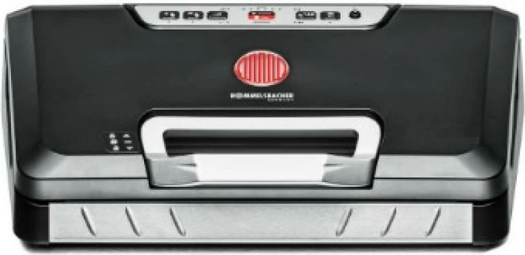 Aparat vakumimi ushqimi, Rommelsbacher VAC 485, 97% nxjerrje ajri, vulosje dyshe, ndarje rrotulle me prerëse, e zezë/argjendtë