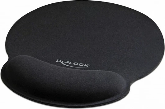 Mauspad DeLOCK 12559, me mbështetëse për kyç, bazë anti-rrëshqitëse, 227×252 mm, i zi
