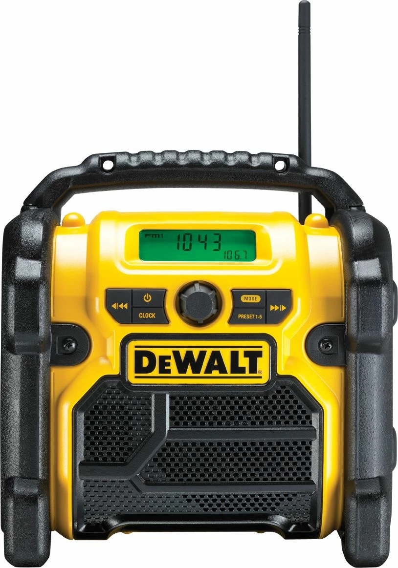Radio ndërtimi DeWalt DCR019, FM, AUX 3.5 mm, 10.8–18 V, bateri/rrymë, verdhë/zi, pa bateri