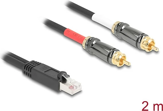 Kabllo DeLOCK 88171 RJ-45 në 2x RCA, 2m, e zezë