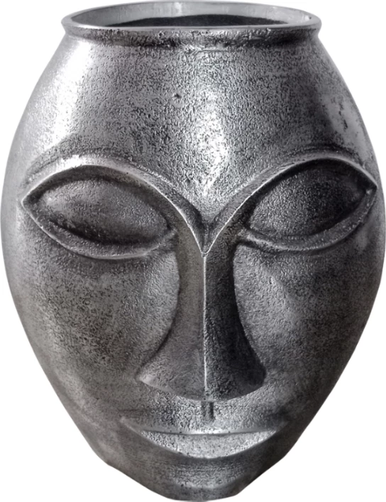 Vazo dekorative, alumin, ngjyrë argjendi antike, 23x23x27cm