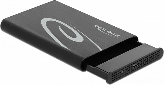 Kuti eksternale DeLOCK për HDD/SSD 2.5" SATA III, USB-C 10Gbps, alumini, e zezë