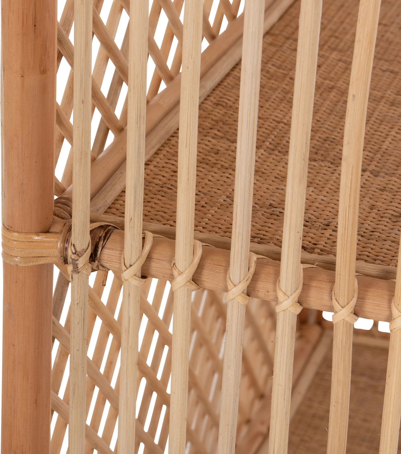 Raft librash FH9552 prej ratanit natyral, ngjyrë natyrale, 80x40x182H cm