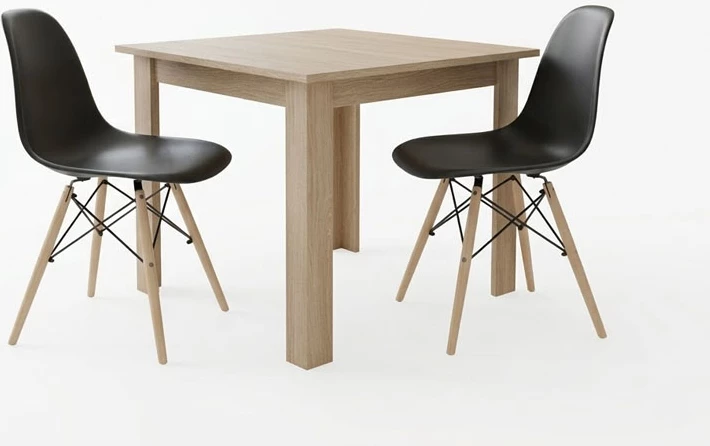 Set tavoline me karrige Manka I-Julita, 3 copë, ngjyrë sonoma-e zezë, 80x80x77cm