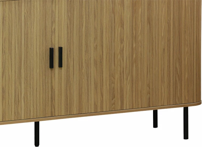 Bufe Scandi MDF ngjyrë natyrale me këmbë metali të zeza 170x45x80cm