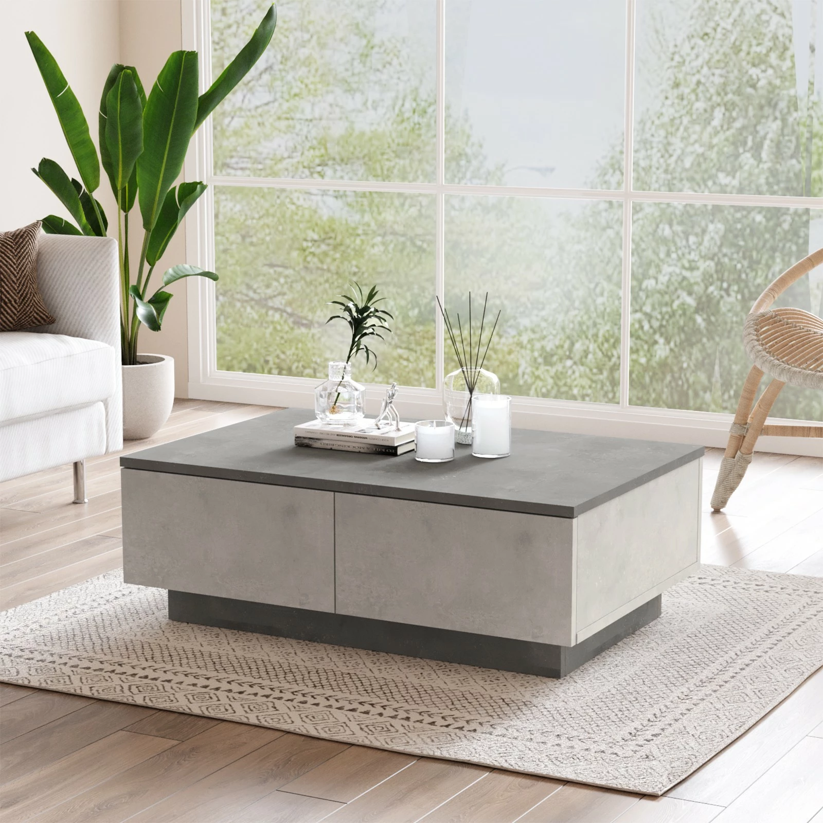 Tavolinë kafeje Skye Decor, ngjyrë argjendi dhe antracit, LV17-GT