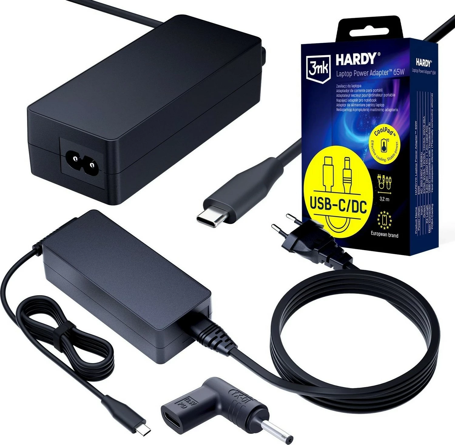 Adapter rryme laptopi 3MK HARDY 65W, USB-C/DC 3.0x1.0mm, i zi