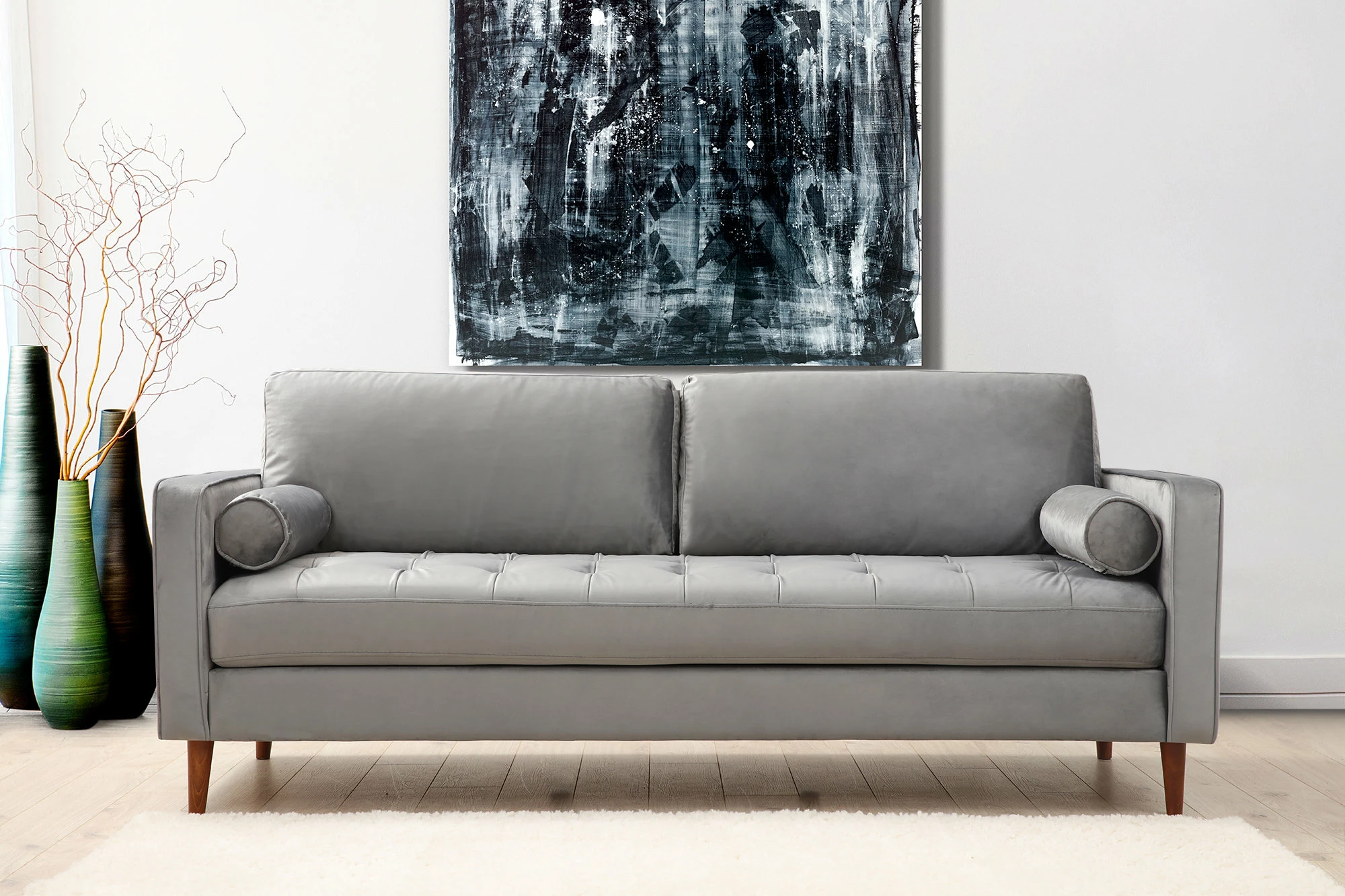 Divan treshe Atelier del Sofa, Rome, ngjyrë gri e çelët