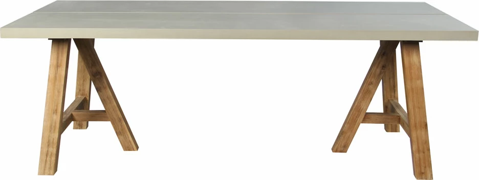 Tavolinë Eresos, sipërfaqe çimento e çelët, 200x100x76cm