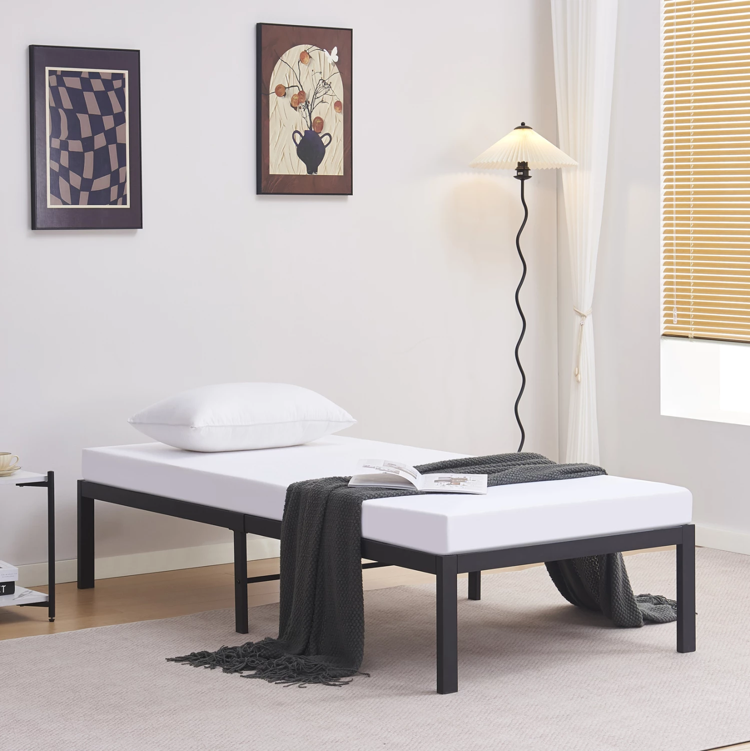 Substrat krevat RANTO, metal i zi, FH695.01, për dyshek 190x90cm