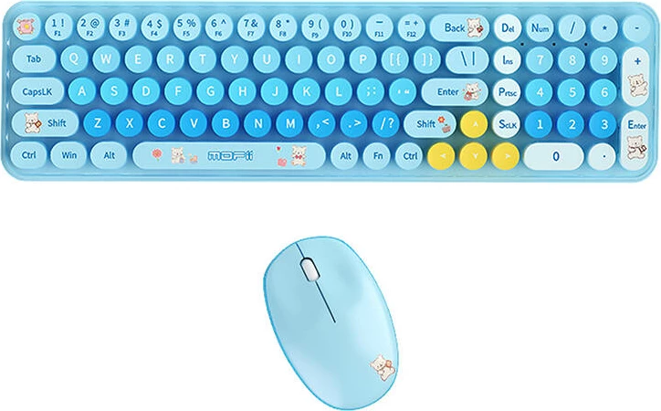 Set tastierë dhe maus wireless MOFII Baby Bear, blu