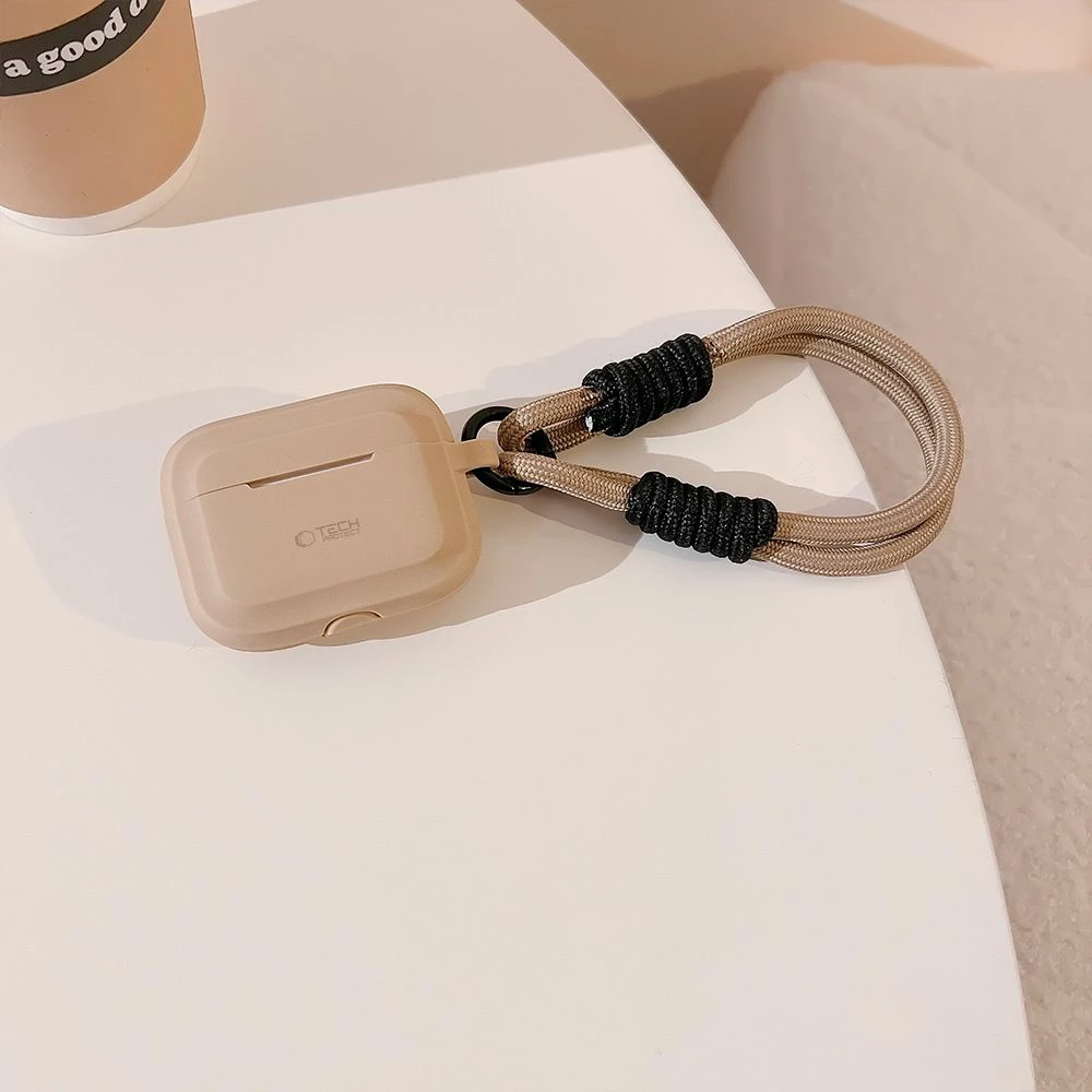 Mbështjellës Tech-Protect Silicone Rope për AirPods Pro/Pro 2, Kafe e çelët