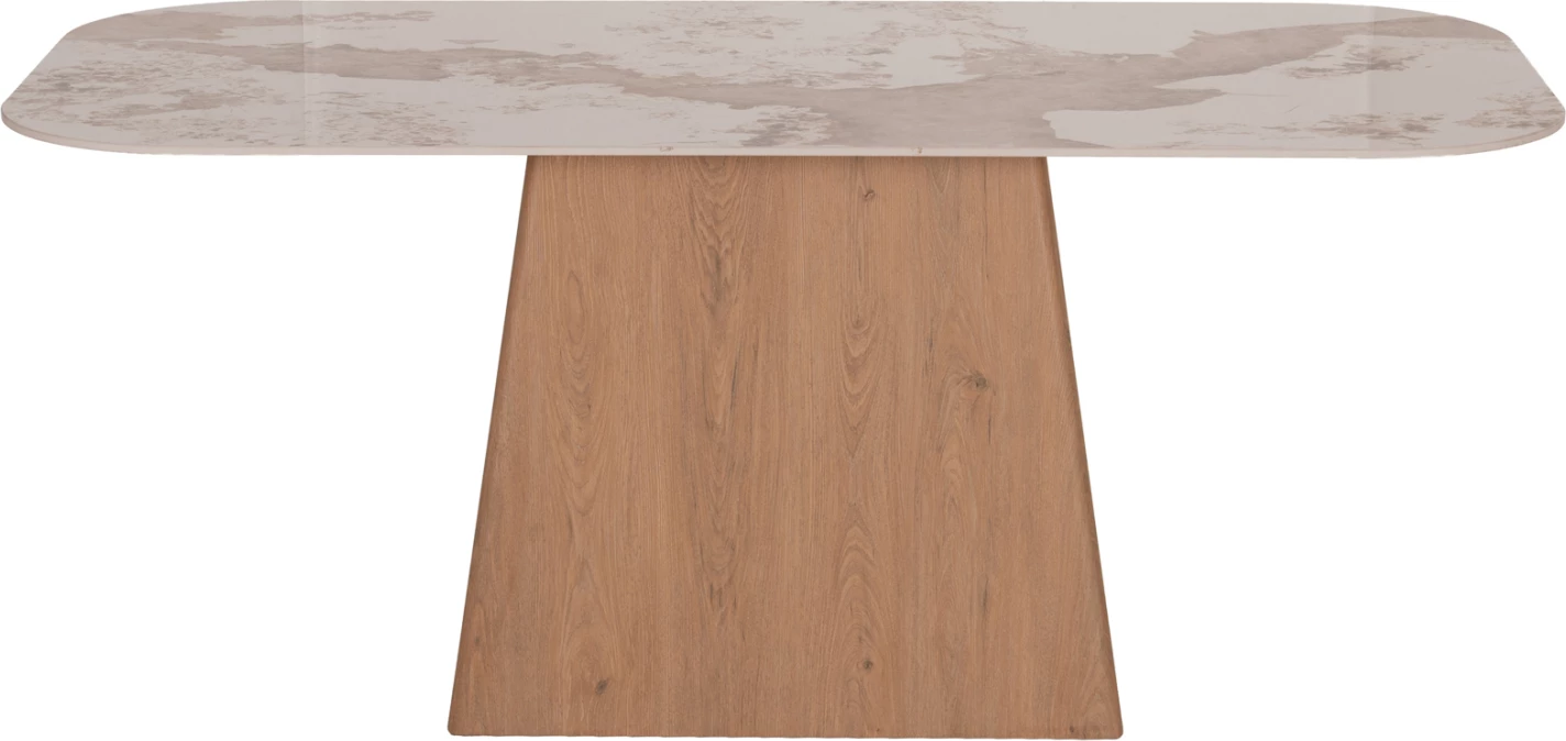 Tavolinë për ngrënie NORDU FH18414, bazë MDF, sipërfaqe qeramike mermer e bardhë/kafe, 180x90x76 cm