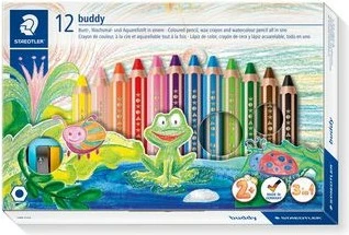 Set lapsa ngjyruese STAEDTLER Noris buddy 140, 12 copë, me mprehëse, multingjyrëshe